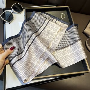 Mesh Geometric Double Layer Silk Ribbon Womens Spring and Autumn 100% Mulberry Silk Scarf White Collar Small Scarf 150 * 15cm