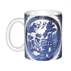 Canecas Personalizado Azul Willow China DIY Delft Chinoiserie Cerâmica Chá Leite Xícaras de Café Ao Ar Livre Trabalho Camping Cup