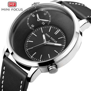 Mini Focusmen's Watchdual Time Zonejapanese MovementGlow WaterproofLeather Strap 0035G