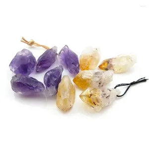 Halsketten mit Anhänger, natürlicher Amethyst/Citrin-Rohkristall-Anhänger für Halskette, Februar/November-Geburtsstein, Heilstein-Versorgung