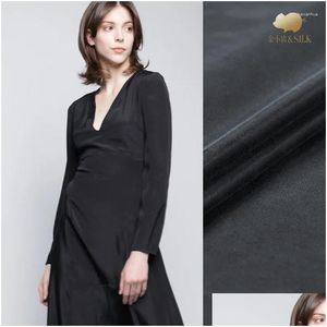 Fabric Clothing 110Cm Heavy Black Silk 42Mm Sand Wash Satin Solid Color Dress Material Wholesale Cloth Drop Delivery Apparel Ot3Wm