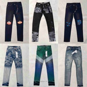 Man jeans designer jeans lila jeans mager jeans rippade cyklist smala raka mager byxor designer stack jeans mode jean mens trend märke vintage gwrfpurp