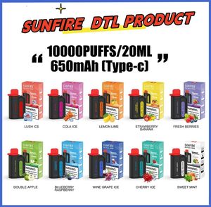 Sigaretta elettrica usa e getta Sunfire 10000 sbuffi 20 ml preriempita 650 mAh dispositivo ricaricabile Vape Big Vapor 0 mg 3 mg 6 mg 9 mg 10000 12000 sbuffi nel mercato di Dubai, Marocco