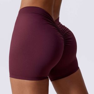 Lu Align Align Lu Lemon Women's Back V-shaped Stretching Sports Seamless Shorts Knead Buttock Fiess Leggings Yoga Pants 2024 Gym Jogger S