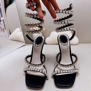 Mode Pearl HBP Talon icke-varumärke de Mariage Real Leather Silver Sole Ankle Wrap Around Luxury Heels for Lady