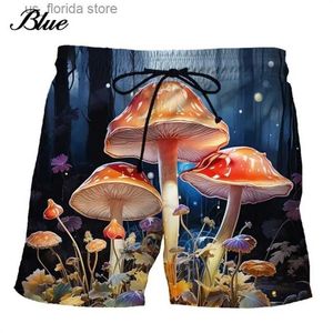 Mäns shorts 3D tryckt svamp grafisk strandshorts för män sommar roliga män kvinnor avslappnade utomhusbräda shorts andningsbara badstammar y240320