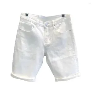 Men's Shorts Casual Short Trousers Retro Zipper Summer Pure Color Knee Length Denim Slim