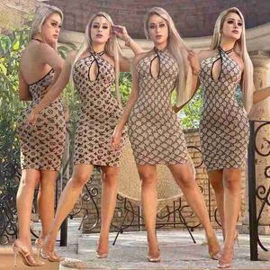 Vestidos sexy urbanos designer 2022 elegante bodycon noite-verão baile de formatura carta impressão vestido para mulheres de escritório zdf0