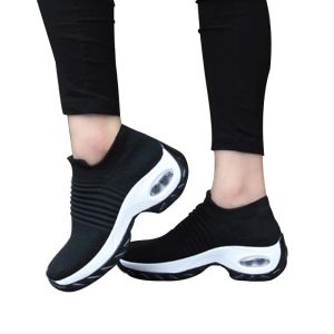 Stövlar heta säljer kvinnors promenadskor strumpa sneakers glid på mesh plattform luft kudde atletiska sjuksköterska skor båge stöd bekvämt