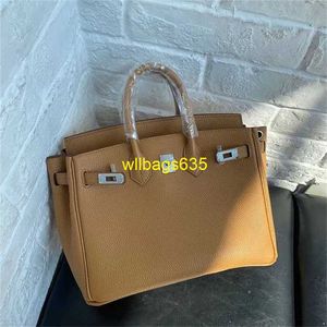 Tote Torbalar Orijinal Deri Bk Habdbags Premium İthal Togo Üst Katman Cowhide Platin Çanta Çanta Büyük Kapasite Çantası Gelin Mizaç Çantası Logo HB0lty