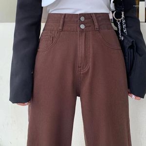 Women's Jeans Arrival Coffee Straight Denim For Women Autumn Spring High Quality Wide Legged Female Long Pants Trousers