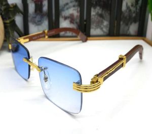 Verkaufe Frankreich Design randlose Woods Sonnenbrille Beige Schwarz Braun Weiß Büffelhörner Herren039s Brille für Damen Luxusglas2535932