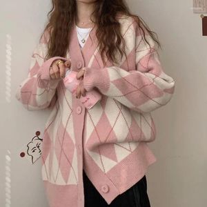 Damen Strick Outer Y2K Herbst rosa Lazzy gestrickte Strickwaren Strickjacke Sweat Pullover Wintermantel Kleidung für Frauen koreanischen Stil