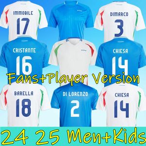 2024 ITALYS 125 anni Anniversario Maglie da calcio Versione giocatore Maglie da Caldio Totti Verratti Chiesa Italia 23 24 Shirt di calcio uomini Set Kit Kit Uniform