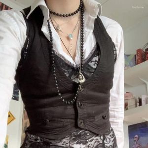 Kvinnors tankar kvinnor klänning Vest racerback waistcoat smoking kostym vintage steampunk jacquard jacka punk stil korsettier