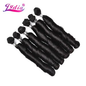 Weave Weave Lydia 18inch Bouncy Curly Hair Hitzefantes synthetisches Haar Gewebe 37 g/Stück in Haarbündel 6pcs/Pack