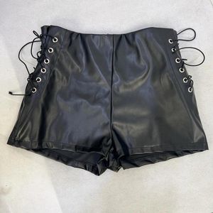 Shorts femininos 2024 outono inverno amazon preto cintura alta estiramento apertado calças casuais imitação de couro