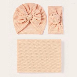 Coperte 3 pezzi Born Waffle Fascia per capelli Fascia per capelli Set Baby Ricevente Coperta Sacco a pelo Fascia per capelli Kit per neonati Ragazzi Ragazze S