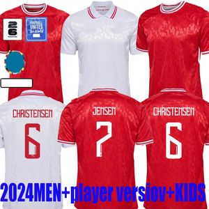 2024 덴마크 축구 저지 24 25 25 유로 에릭슨 ​​홈 홈 레드 어웨이 흰색 kjaer hojbjerg Christensen skov olsen braithwaite dolberg 축구 셔츠