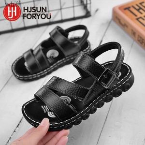 Sandalen Neue Stil 2024 Sommer Kinder Sandalen Mode Turnschuhe Leichte Nicht-slip Weichen Boden PU Leder Jungen Bequeme SchuheC24318