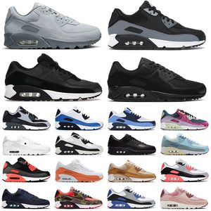 Nike air max 90 airmax shoes running shoes Wolf Grey Triple Black white Mesh Leather Bred Infrared Cool Grey Navy Blue chaussure free shipping sneakers mens trainers【code ：L】