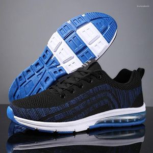 Casual Shoes Men Running Stable And Supportive Air Cushion Knitted Vamp Sneakers Soft Elastic Sole Sports