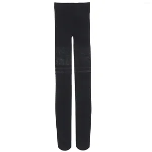 Meias femininas senhora meia de seda corte listrado meia-calça meia-calça para (preto)