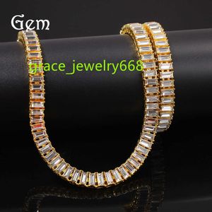 Moda única fileira colar de diamantes alternativo trapézio diamante 7-24 polegadas colar masculino acessórios de hip hop