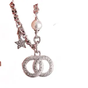 Браслет-подвеска классические женские муассанитовые дизайнерские браслеты с жемчугом и двойной буквой дизайнерские ювелирные изделия с покрытием серебряные браслеты женские мерцающие zh189 E4