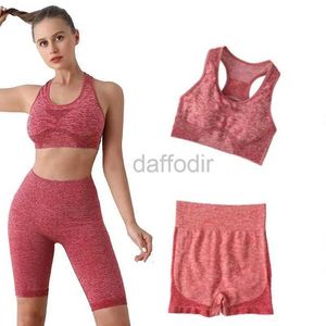 Women's Tracksuits Seamless Sports Shorts Sets Fitness Elastic Gym Suits Bra Top High Waist Leggings Sexy Clothing 24318