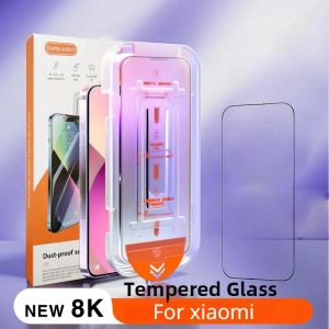 Filme de vidro temperado com remoção automática de poeira para Xiaomi POCO F4 / X4 GT / X5 Pro X6 Pro Protetor de tela de instalação sem poeira para MI 14 13 12t 11i Pro + caixa de varejo