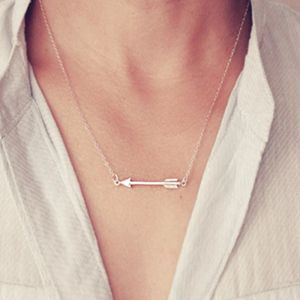 Retro Simple Golden Arrow 14k Gold Pendant Necklace Womens Party Clavicle Chain Accessories Ladies Fashion Jewelry Gifts