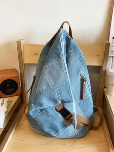 Zaino da donna in denim vintage college lady per il tempo libero retrò trendy borsa da libro patchwork femminile moda ragazza carina scuola di viaggio