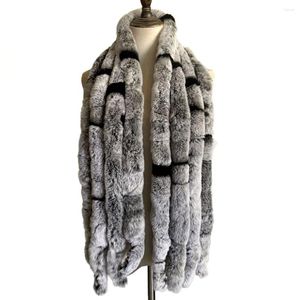 Szaliki prawdziwe futrzane szaliki szale kobiety zimowe ciepło 4 rzędowy naturalny tłumik rex moda moda swobodny szalik z frędzlami