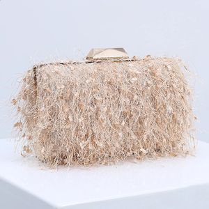 Tassel Clutches Brand Bags for Ladies Luxury Handbags Small Elegant Bridal Cross Body Bag Wedding Snowflake PU Purse 240314