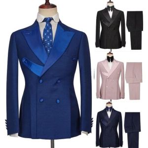 Tute Ultimi abiti da uomo di design Rosa Moda Risvolto doppio petto Blazer maschile Business Casual Smoking da sposa Abito di fascia alta Slim