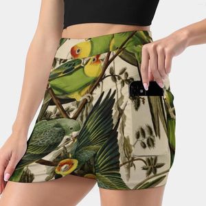 Saias vintage papagaio ilustração mulher moda 2024 calça saia mini escritório curto pássaro colorido