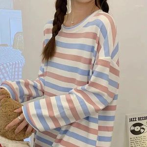 Women's Sleepwear Plus Size 5XL 150kg Spring Women Stripped Long Nightdress Large O Neck Solid Color Nightgown Nightwear