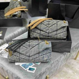 2022 Loulou Puffer Denim Jeans 577476 Counter Bag Women Women Barse Prosed Frosted Cowboy Cowboy Crossbody Bags Disthable Strap Flap Oaro