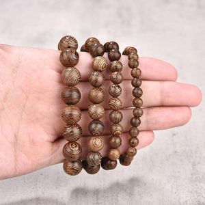 Charm Bracelets 6/8/10/12mm Men Vintage Bracelet Original Wooden Beads Meditation Prayer Buddha Stretch Bracelets&Bangle Women Yoga Jewelry