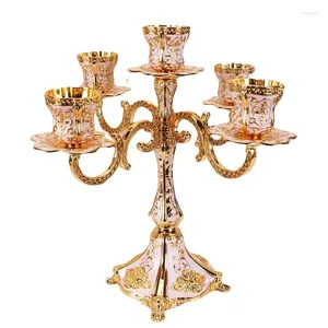 Ljushållare stora guldmetall bröllop ljusstake lyxdekoration föremål hem mittstycken för skönhetsbord tillbehör