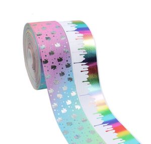 3Quot 75mm enhörning Bronzing Grosgrain Ribbon DIY Hårbågar Tillbehör Holiday Dekorationer Material Gåvor Packning Inpackning 10yar285053156