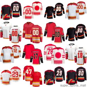 여자 청소년 남자 하키 17 Yegor Sharangovich Jerseys 47 Connor Zary 29 Dillon Dube 18 AJ Greer 80 Dan Vladar 12 Jarome Iginla 76 Martin Pospisil Team Black Red White