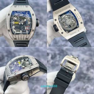 Ladies Watch RM Watch Axoest Watch Mens Watch RM029 WG Hollow Dial 18k White Gold Original Diamond Automatisk mekanisk manlig klocka