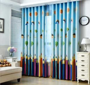 Children Pencil Curtain Cartoon Printed Window Drapes Sheer Tulle Voile Curtains for Kids Living Room Bedroom Window Treatment4727206