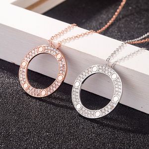 Full CZ Titanium Steel Love Halsband Pendants Fashion Choker Necklace Women Men Lover Neckalce Jewelry Gift With Velvet Bag3045