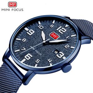 MINI FocusHerrenuhr, japanisches Uhrwerk, Nachtleuchtkalender, wasserdicht, Metall-Mesh-Armband, heißer Verkauf 0158G