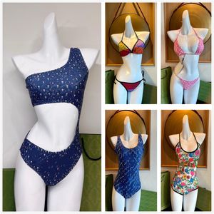 Bikini Designer-Badeanzug Badeanzug Badebekleidung schwarz Sonnenschutz schnell trocknend Sexy plissiertes Dreieck Vintage Floral Luxus-Badeanzug Schnell trocknender Sonnenschutz R1