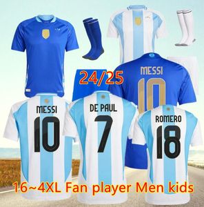 Argentina Soccer Jersey 2024 Di Maria Martinez Copa America Cup Camisetas Kids Kit 2025 National Team 24/25 Home Away Football Shirt Player Version Di Maria Lautaro