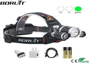 BORUiT T6 White2XPE Farol LED Verde 3 Modos Recarregável Farol À Prova D 'Água Tocha de Cabeça Camping por Bateria 18650 14936263815062